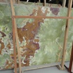 Classical green onyx slab and tiles for countertops