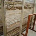 Golden wood onyx slab and tiles for countertops