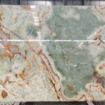 Green onyx slab and tiles for countertops