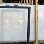 Natural pure white onyx slab and tiles for countertops