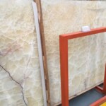 Yellow pearl onyx slab and tiles for countertops